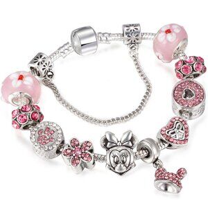 925 Cartoon Mouse Unisex Antique Silver Bracelet Themed Decoration Pendant